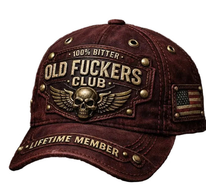 Vintage Distressed Baseball Cap - "Old Fuckers Club" Hat