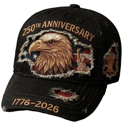 US 250th Anniversary Eagle Trucker Hat – Retro Washed Denim Patriotic Cap