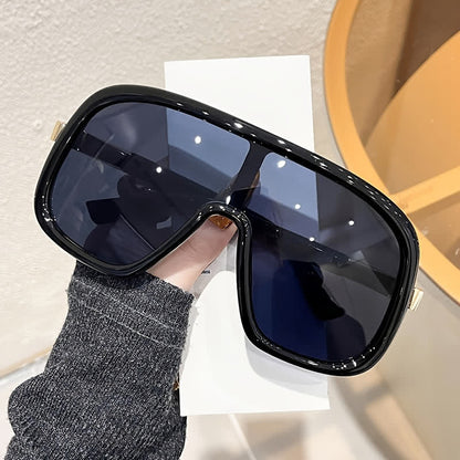 Flat Top Double Bridges Oversized Trendy Aviator Sunglasses