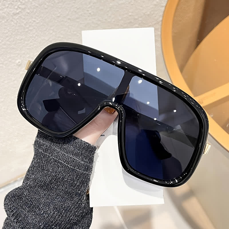 Flat Top Double Bridges Oversized Trendy Aviator Sunglasses