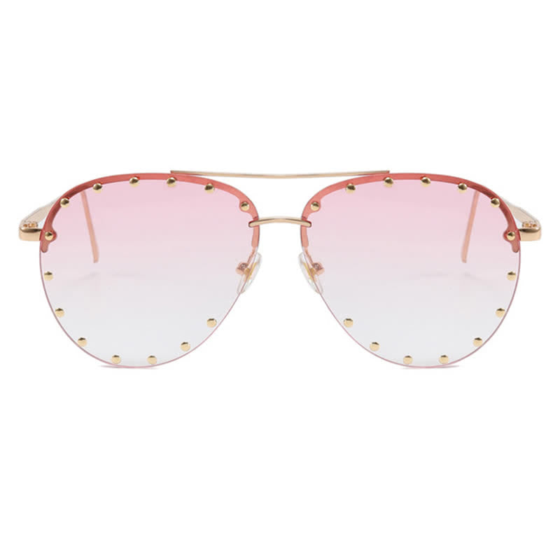 Rivets Decor Double Bridges Retro Aviator Sunglasses