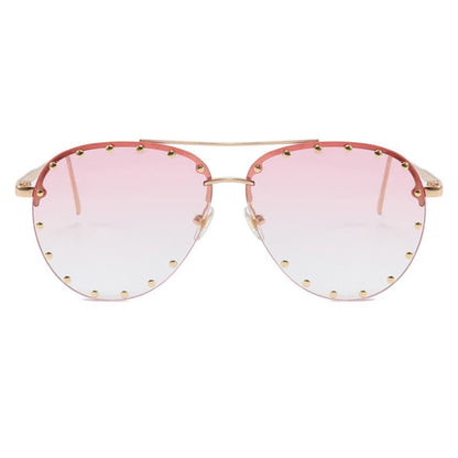 Rivets Decor Double Bridges Retro Aviator Sunglasses