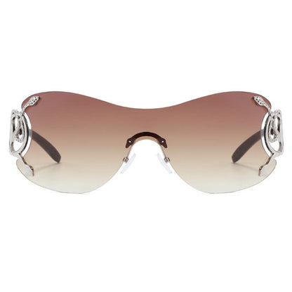 Snake Design Temples One-piece Rimless Y2K Sunglasses