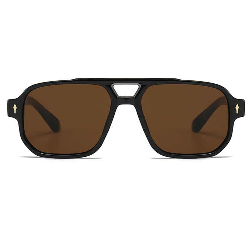 Square Frame Double Bridges Vintage Arrow Sunglasses