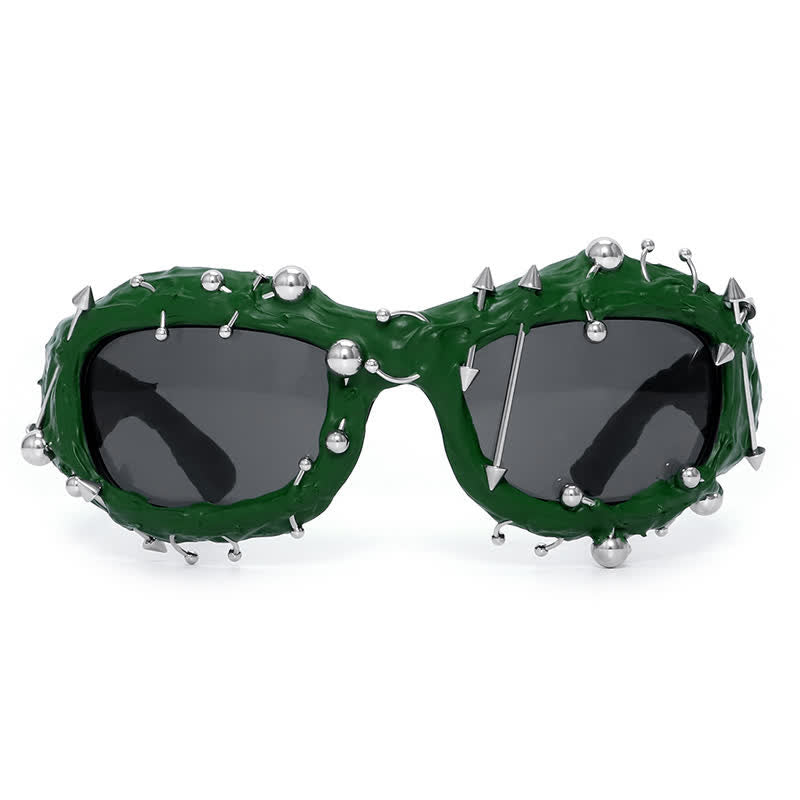 CyberPunk Style Irregular Shaped Rivet Decor Sunglasses for Party