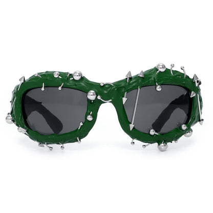 CyberPunk Style Irregular Shaped Rivet Decor Sunglasses for Party