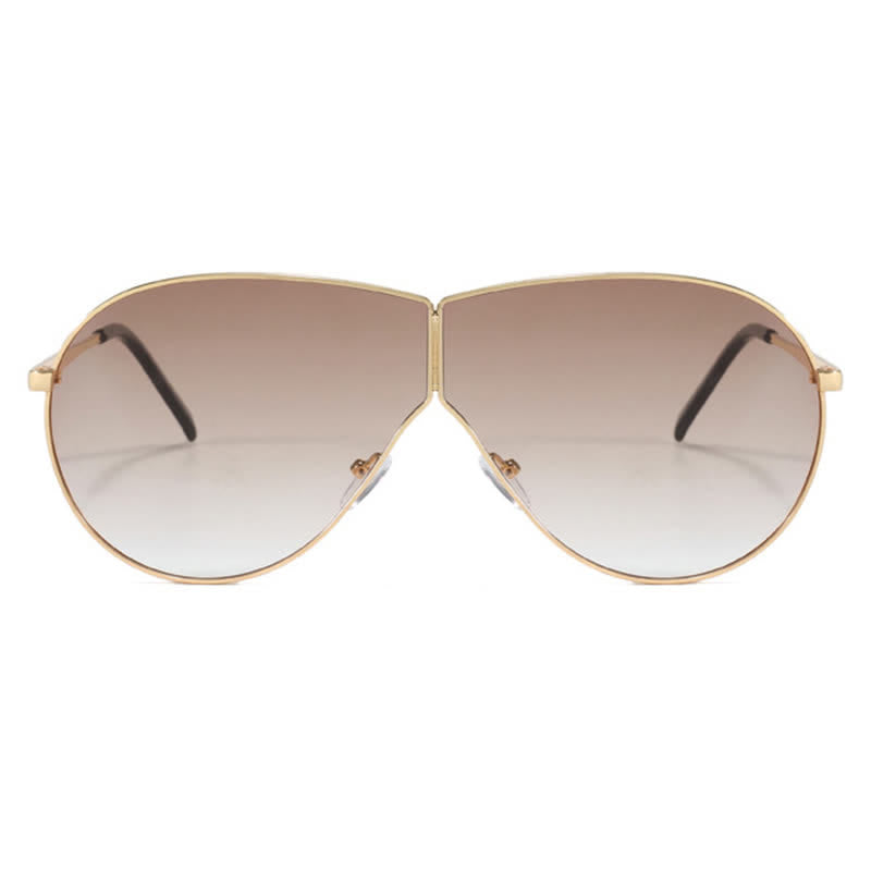 Hipster One-piece Metal Temples Aviator Sunglasses