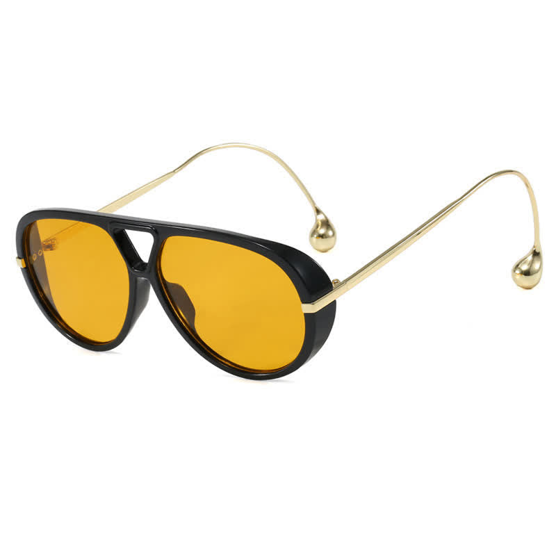 Double Bridges Metal Temples Aviator Sunglasses