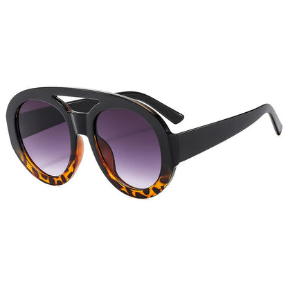Round Frame Double Bridges Oversized Aviator Sunglasses