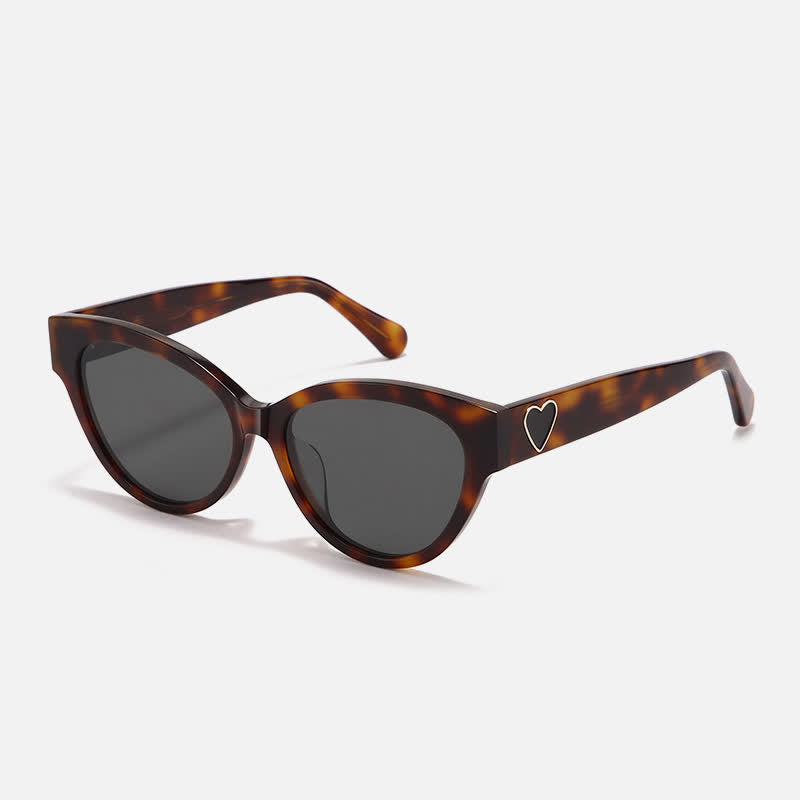 Hipster Heart Temples Cat-Eye Polarized Sunglasses