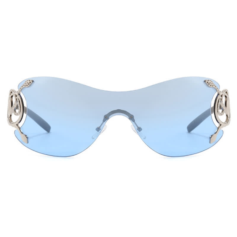 Snake Design Temples One-piece Rimless Y2K Sunglasses