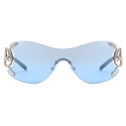 Snake Design Temples One-piece Rimless Y2K Sunglasses