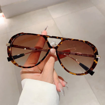 Double Bridges Tortoiseshell Oval Frame Sunglasses