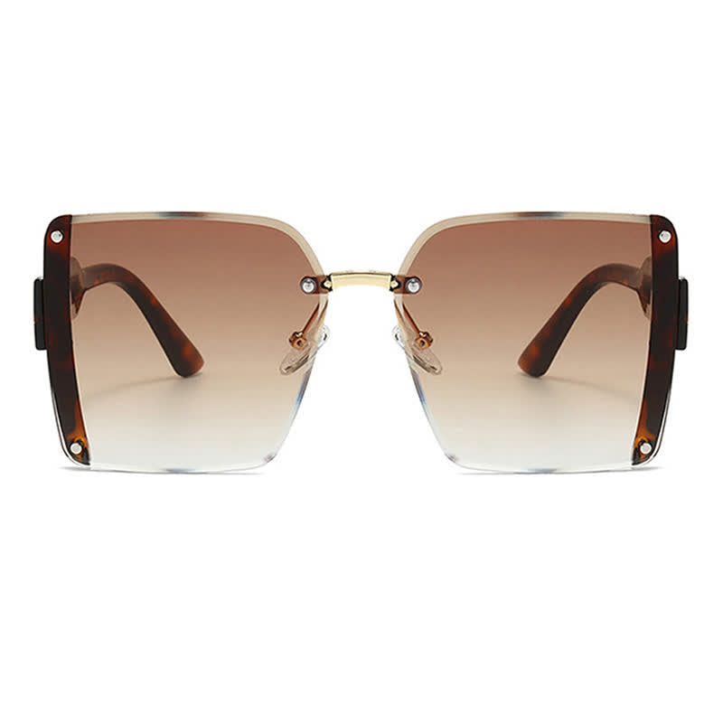 Square Frame Oversized Rimless Sunglasses