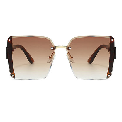 Square Frame Oversized Rimless Sunglasses