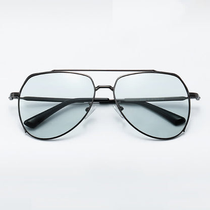 Polarized Photochromic Double Bridges Aviator Sunglasses for Driving
