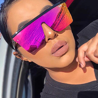 Trendy Large Frame One-piece Street Style Driving Retro Sunglasses