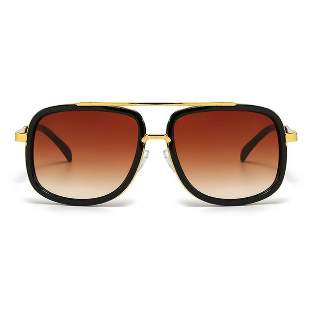 Aviator Double Bridges Frame Brown Ombre Tinted Sunglasses