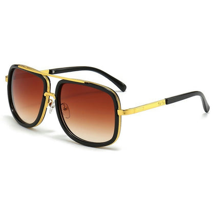 Aviator Double Bridges Frame Brown Ombre Tinted Sunglasses