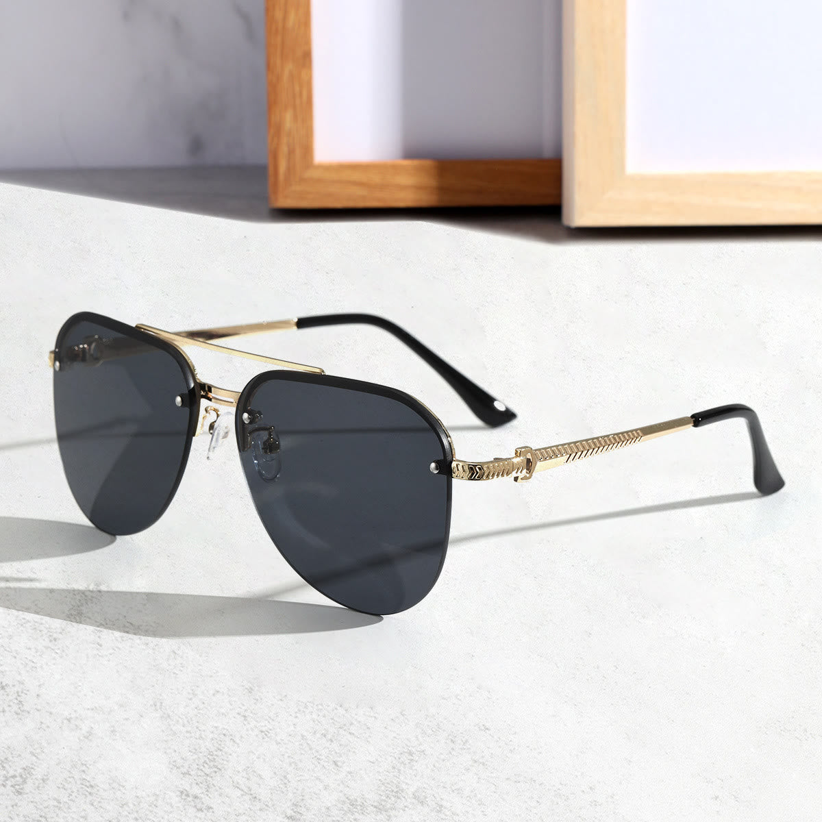 Aviator Frame Double Bridges Driving Sunglasses