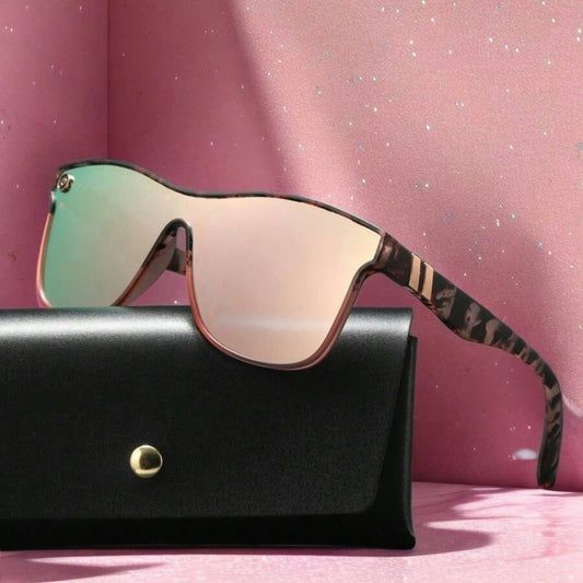 Women's Streamlined Sunglasses, Summer Personality Coating Gradient Reflective Oversized Sunglasses
