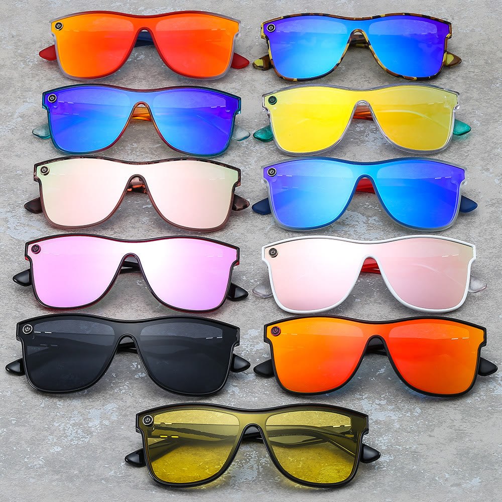 Women's Streamlined Sunglasses, Summer Personality Coating Gradient Reflective Oversized Sunglasses