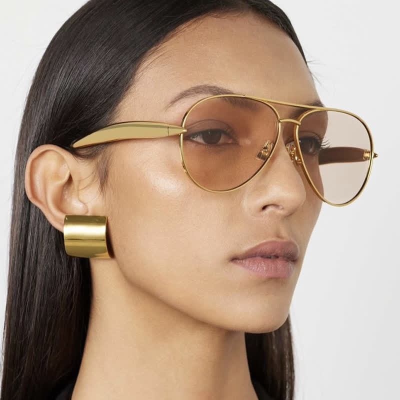 Vintage Double Bridges Aviator Frame Sunglasses