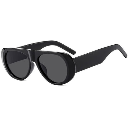 Oval Frame Wide Temples Vintage Aviator Sunglasses