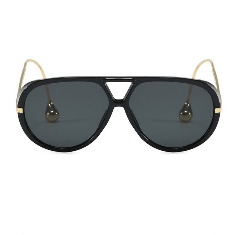 Double Bridges Metal Temples Aviator Sunglasses