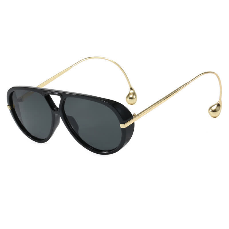 Double Bridges Metal Temples Aviator Sunglasses