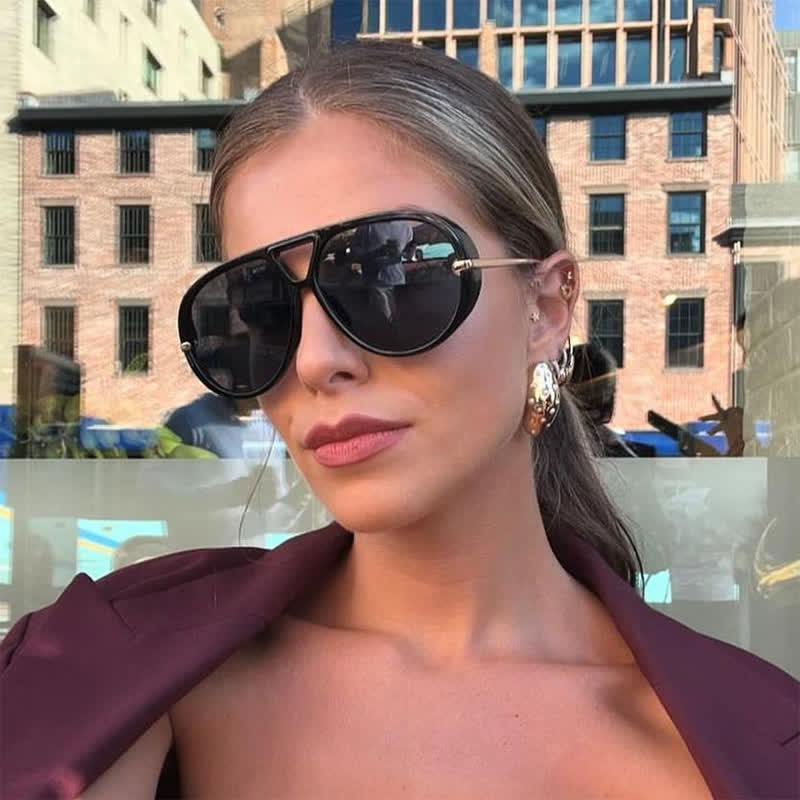 Double Bridges Metal Temples Aviator Sunglasses