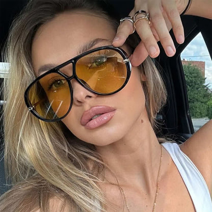 Double Bridges Metal Temples Aviator Sunglasses