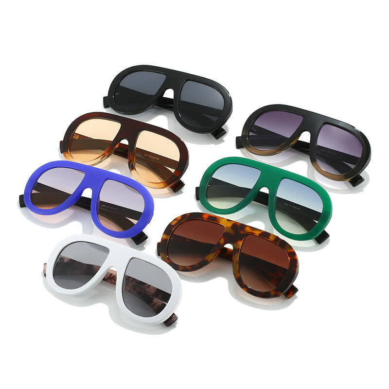 Oversized Frame Hipster Aviator Sunglasses
