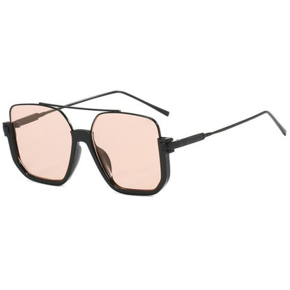 Unisex Double Bridges Square Frame Semi-Rimless Sunglasses