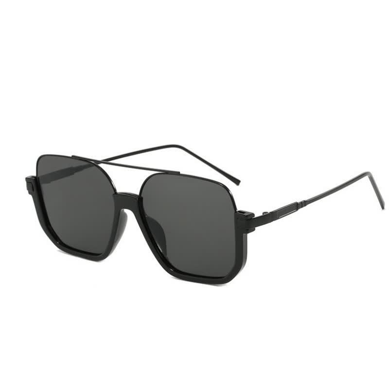 Unisex Double Bridges Square Frame Semi-Rimless Sunglasses