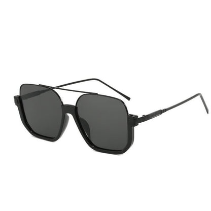Unisex Double Bridges Square Frame Semi-Rimless Sunglasses