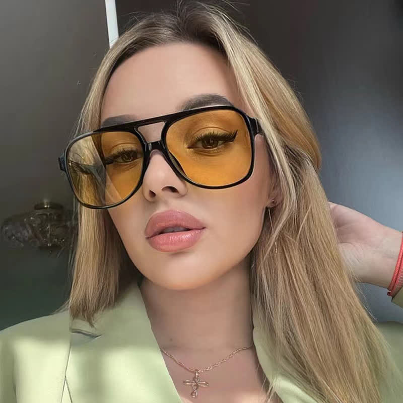 Double Bridges Fashion Aviator Sunglasses