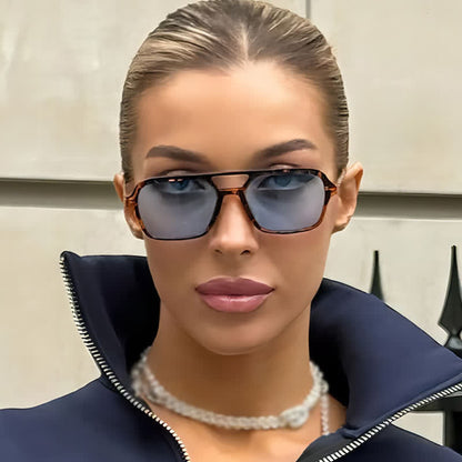 Double Bridges Retro Aviator Sunglasses