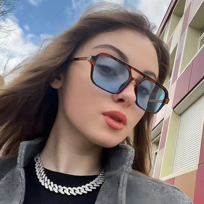 Double Bridges Retro Aviator Sunglasses