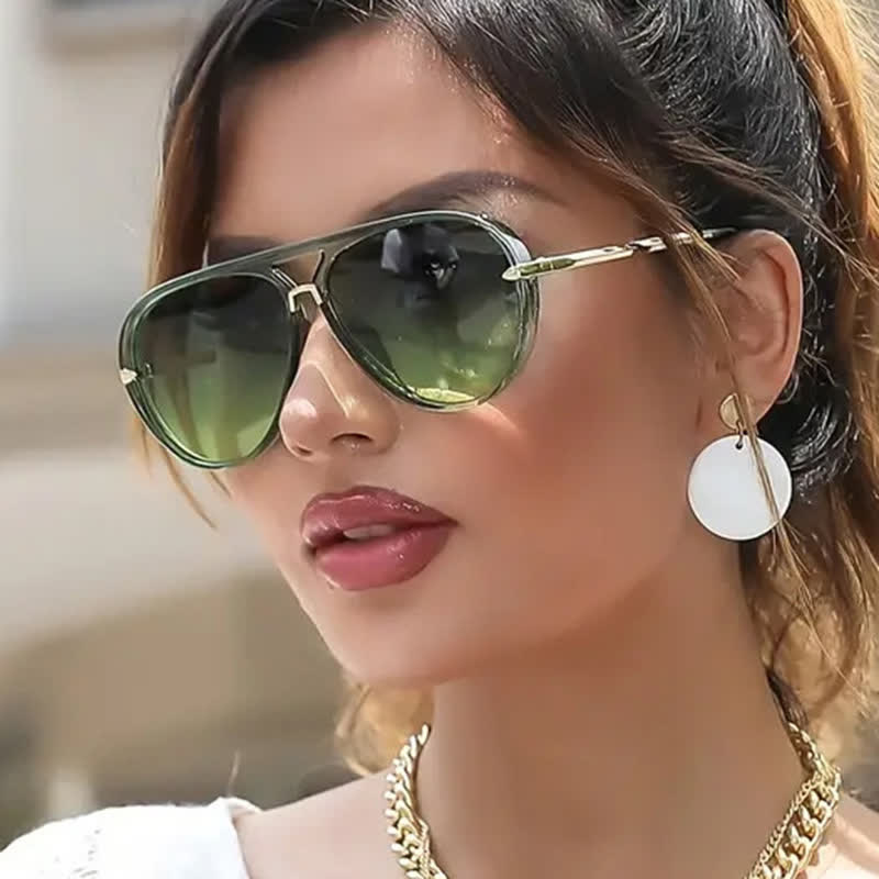 Double Bridges Fashion Aviator Sunglasses