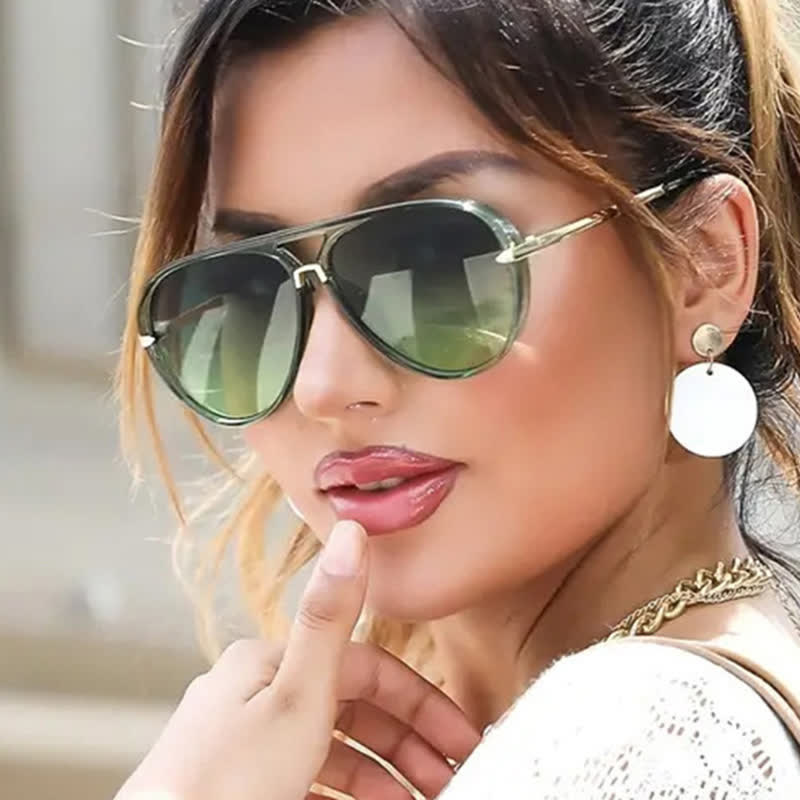 Double Bridges Fashion Aviator Sunglasses