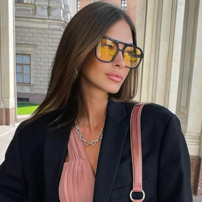 Double Bridges Square Frames Retro-Vintage Sunglasses