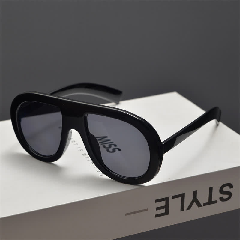 Oversized Frame Hipster Aviator Sunglasses