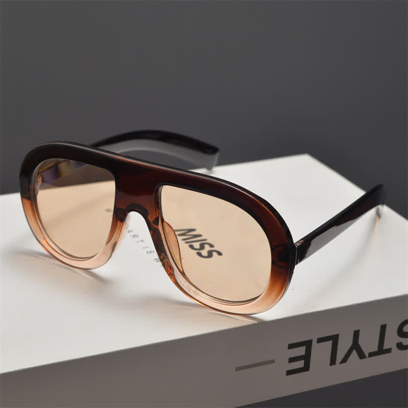 Oversized Frame Hipster Aviator Sunglasses