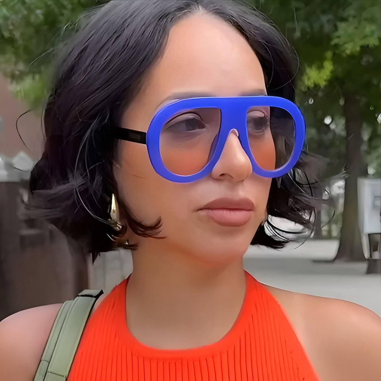 Oversized Frame Hipster Aviator Sunglasses