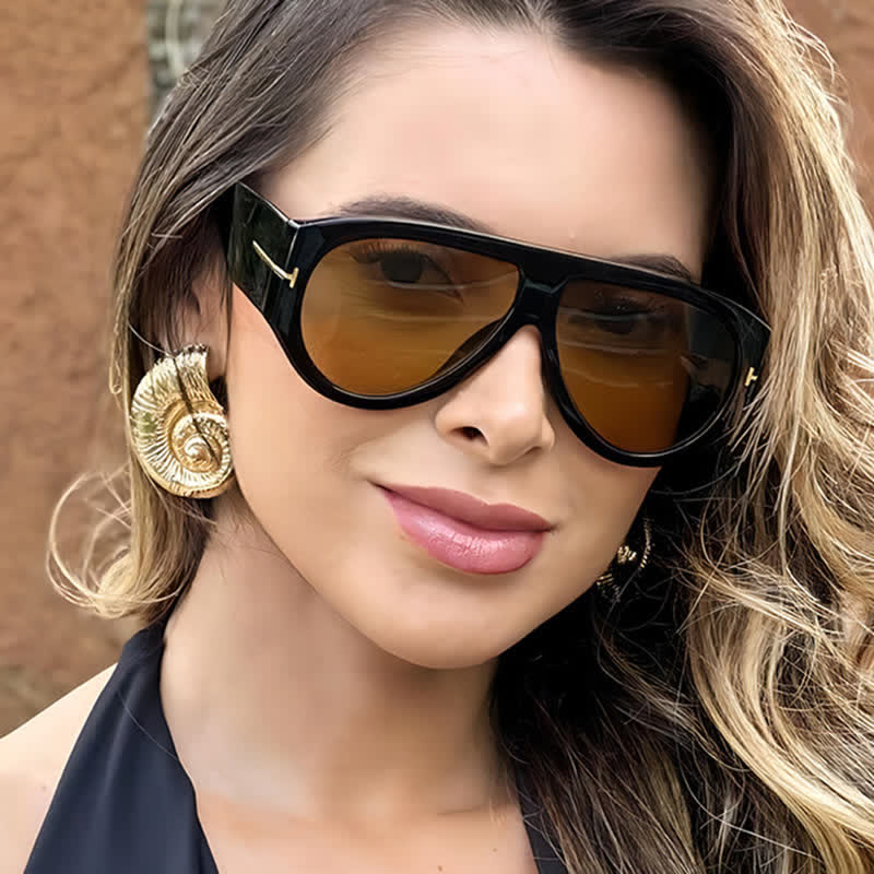 'T' Design Toad Frame Aviator Sunglasses