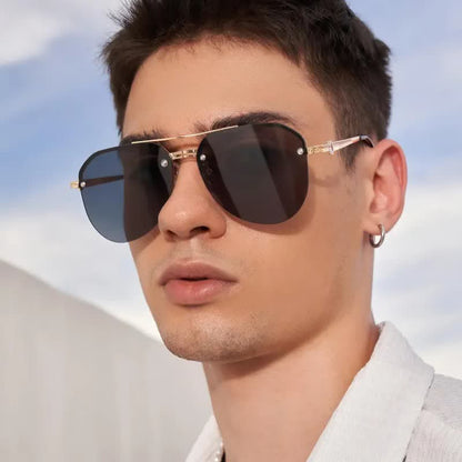 Aviator Frame Double Bridges Driving Sunglasses