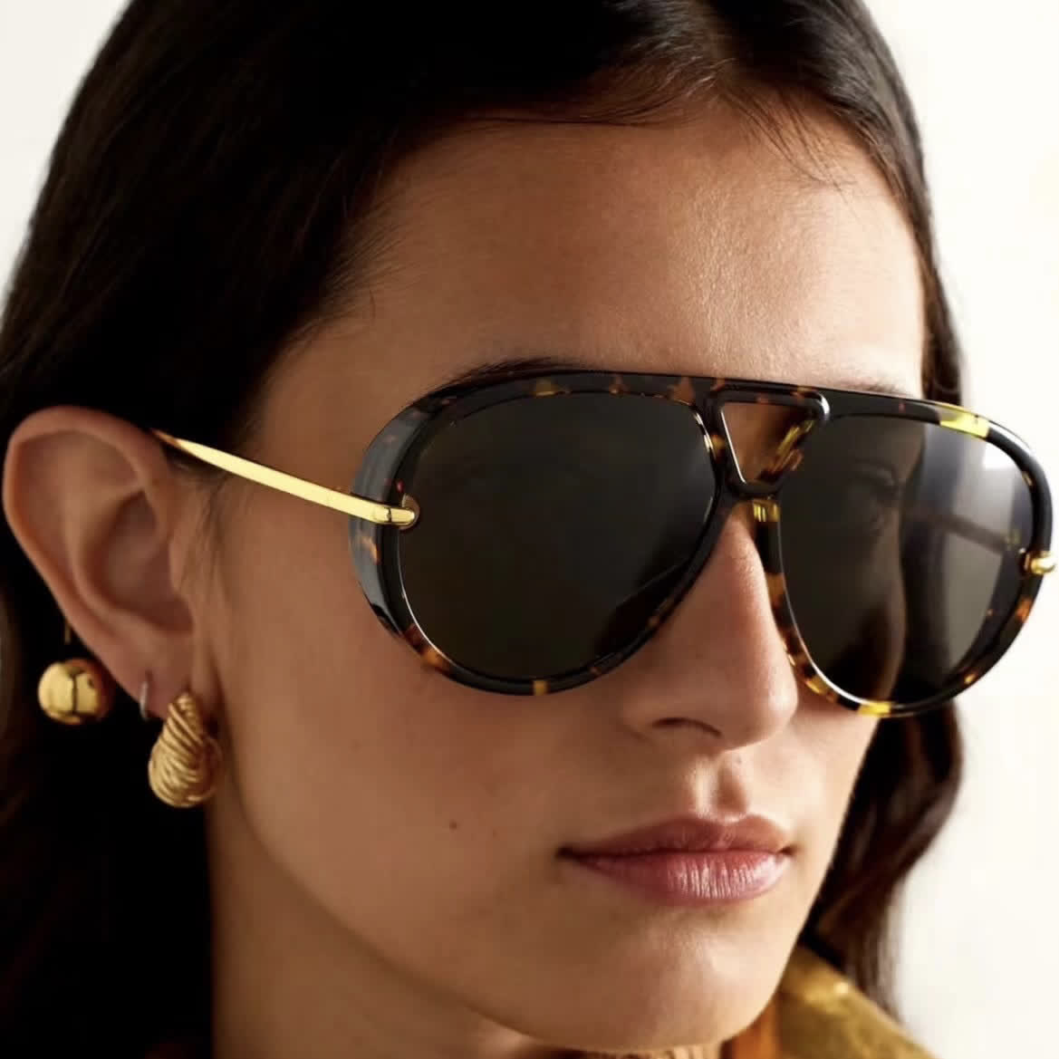 Double Bridges Metal Temples Aviator Sunglasses