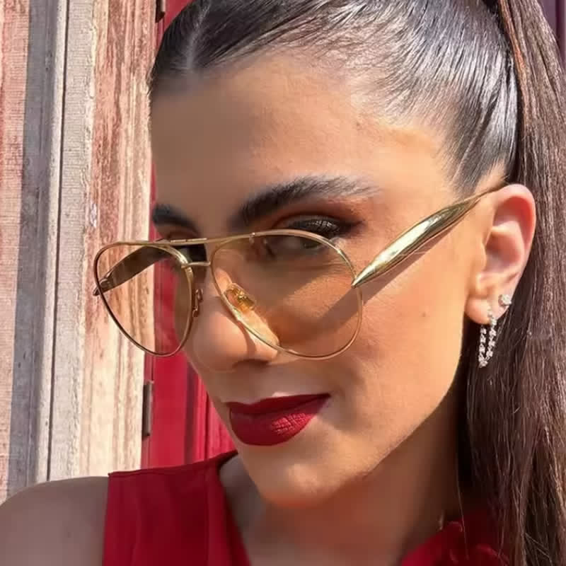 Vintage Double Bridges Aviator Frame Sunglasses