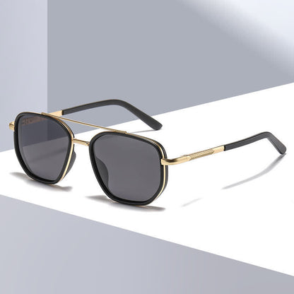 Geometric Frame Double Bridges Driving Polarized Sunglasses